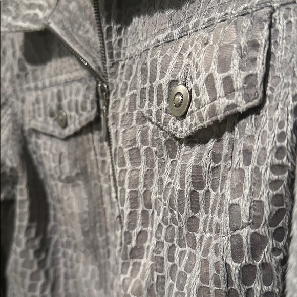 Ruby Rd. Crocodile Pattern Gray Jean Jacket - Picture 3 of 3